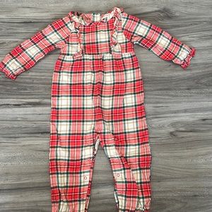 Girls plaid long sleeve romper